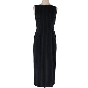 Black pinstriped dress.